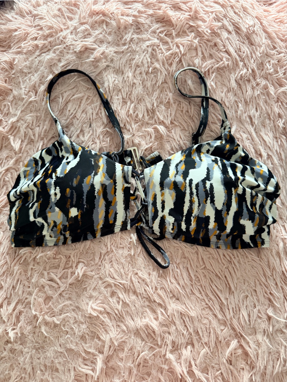 Swimsuits For All Black White and Gold Animal Print Bikini Top